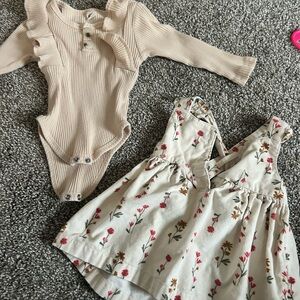 Floral Dress and Ribbed Bodysuit Set